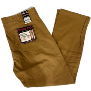 Iron Co Men's Dark Tan Classic Comfort Fit Straight Leg Size 36/30 NWT